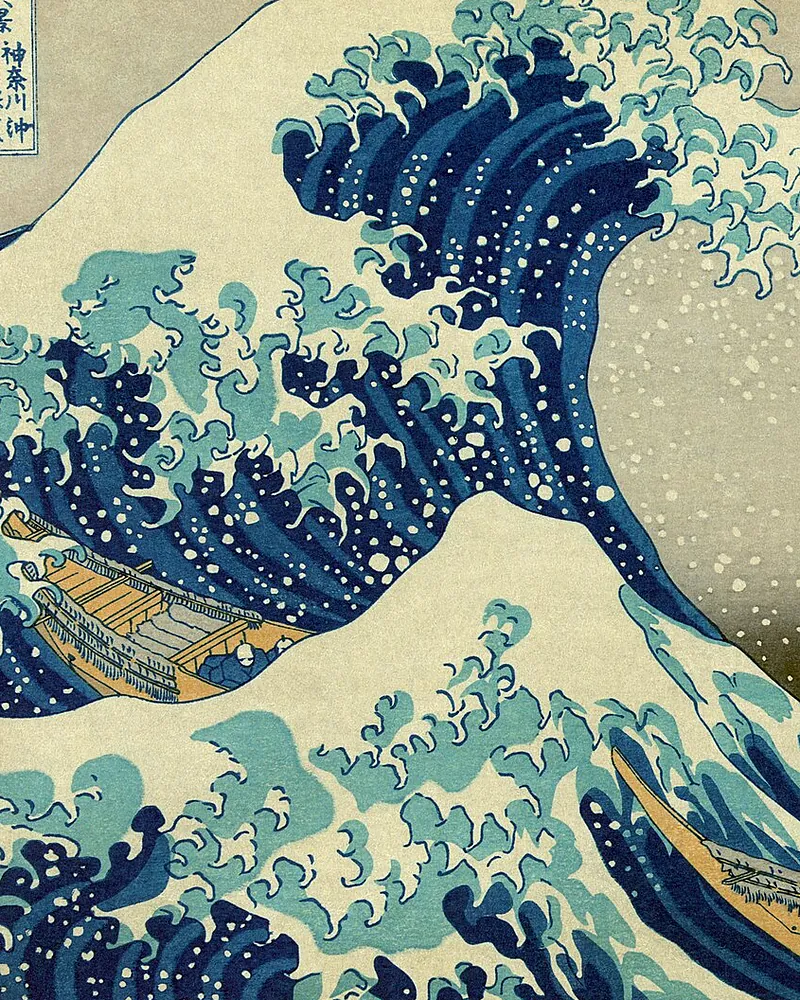 Hokusai'nin Kanagawa açıklarında Büyük Dalga gravüründen detay