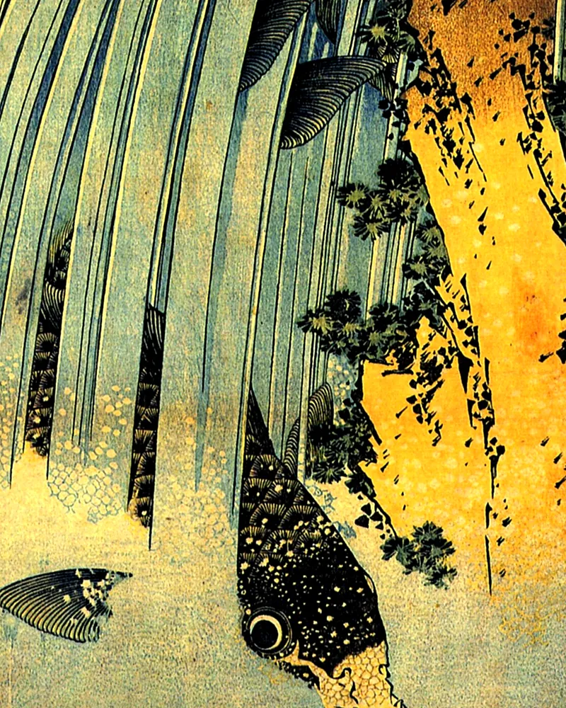 Hokusai'nin şelaleye tırmanan koileri